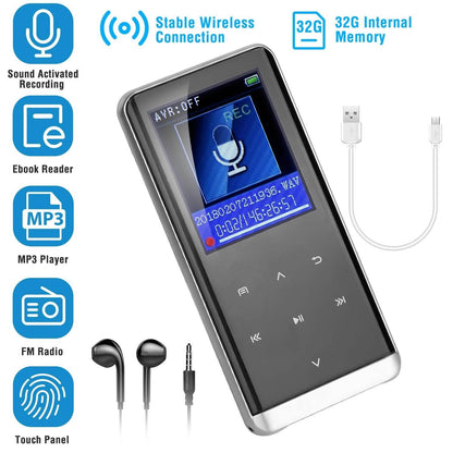 Wireless MP3 Player with Voice Recorder, 32GB Digital Music HiFi